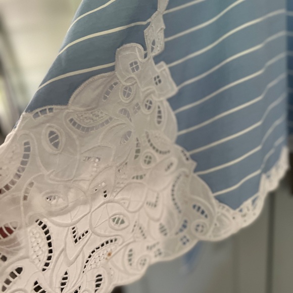 Jonathan Simkhai Blue & White Light Striped Lace-trimmed Casual Dress- size 2 - Picture 5 of 9